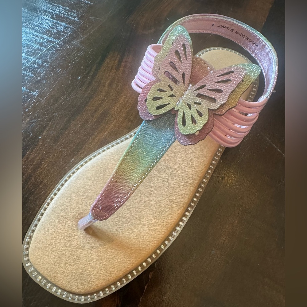 Steve Madden Butterfly Sandals for Girls- Pink and Gold Size 2